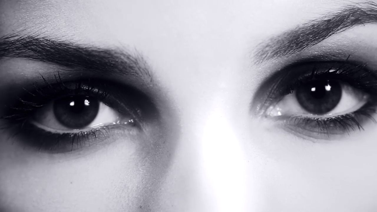 Balance &mdash; close-up eyes b/w