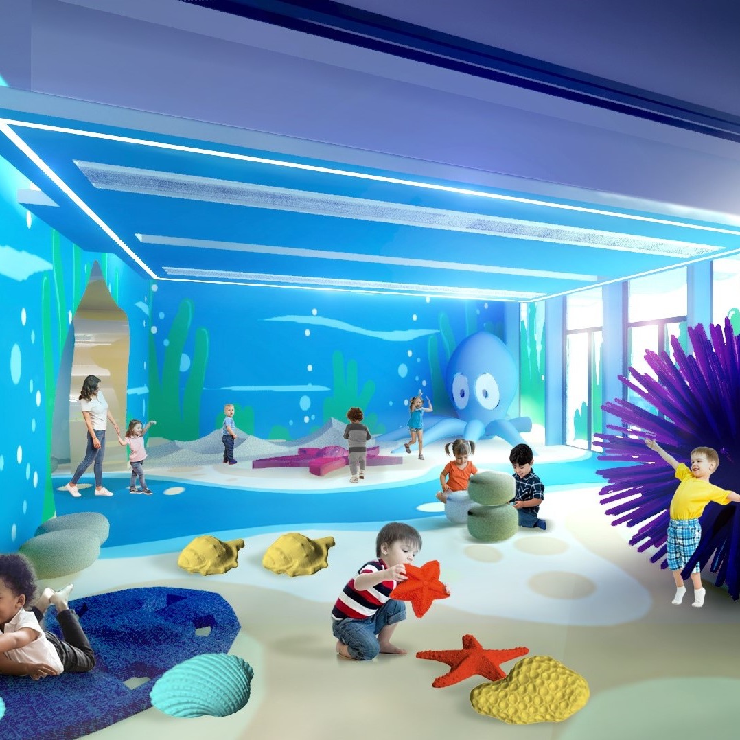 Sala marina — render con bambini