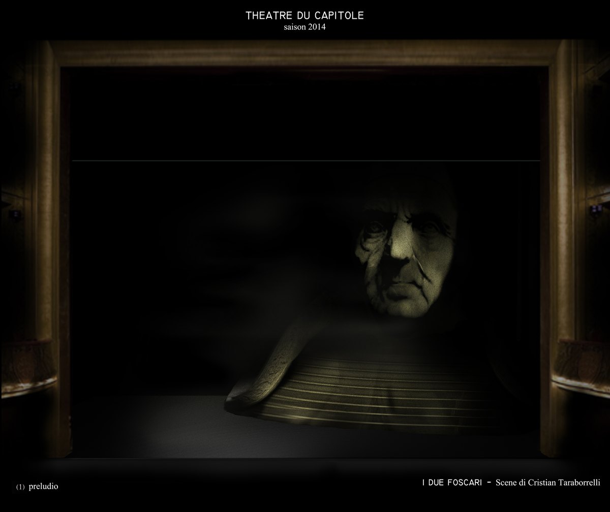 Storyboard 01 - Preludio: testa monumentale del doge emerge dal nero, scene Cristian Taraborrelli, Toulouse 2014
