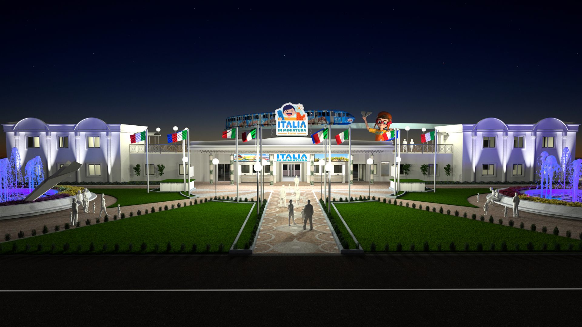 Italia in Miniatura &mdash; vista notturna con pubblico