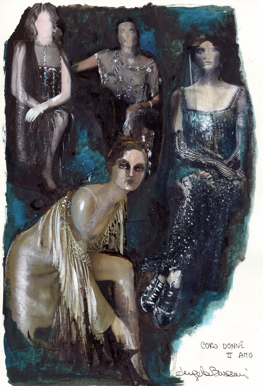 Figurino di Angela Buscemi &mdash; Festa Atto II, coro donne, abiti da banchetto anni Trenta, La Scala 2013