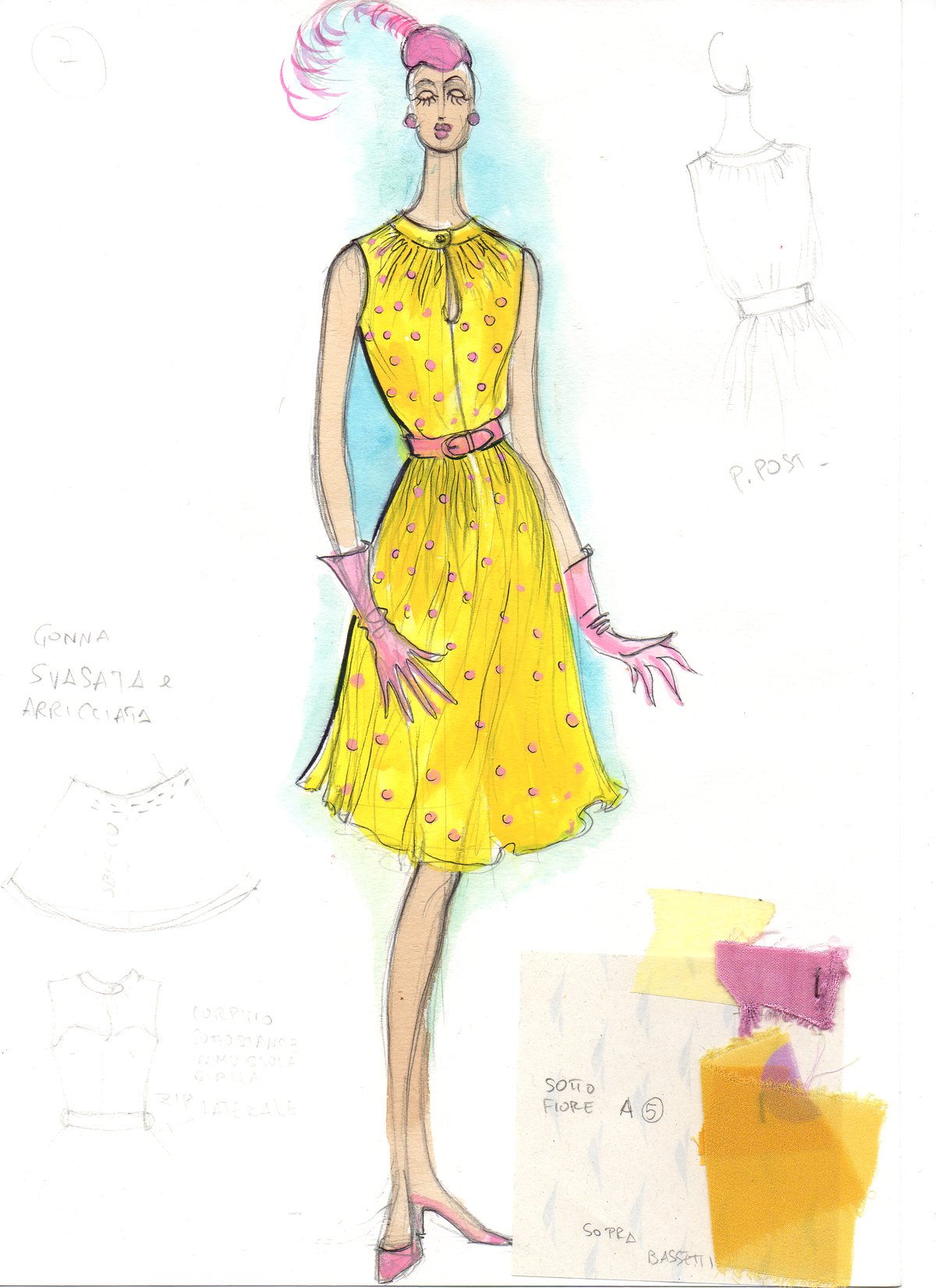 Figurino figurante 2 di Angela Buscemi per il coro femminile, variazione silhouette, La Pietra del Paragone, Parma 2006