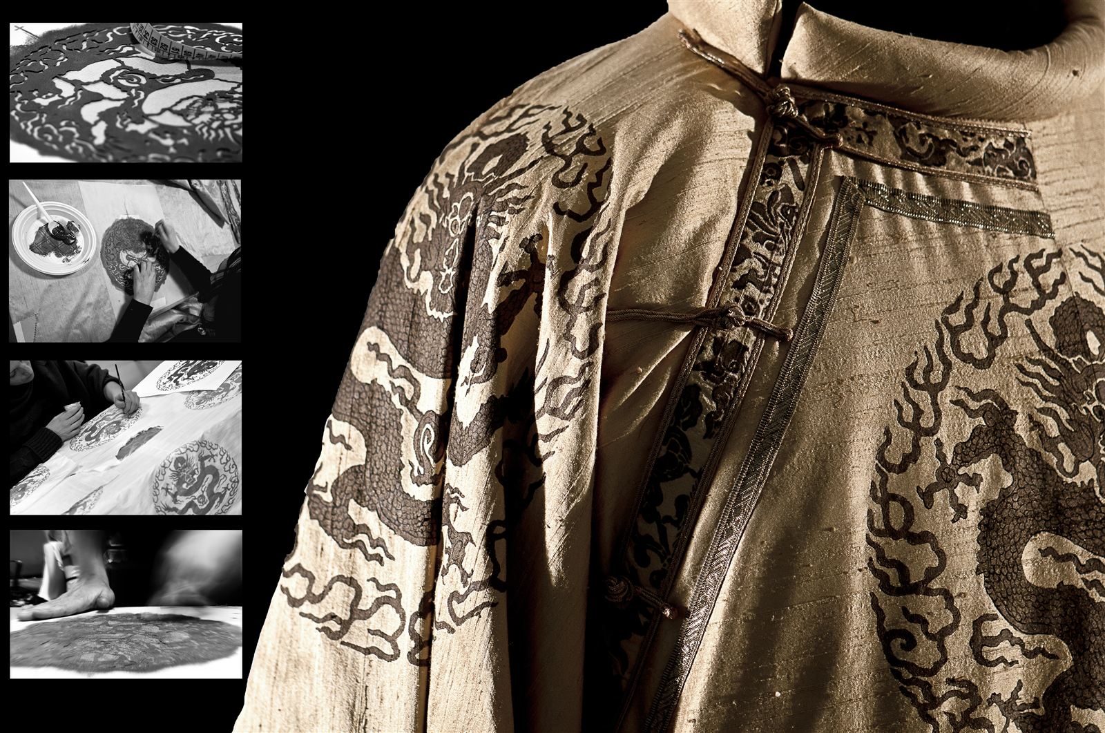 Costume imperiale — drago dorato, dettaglio artigianale