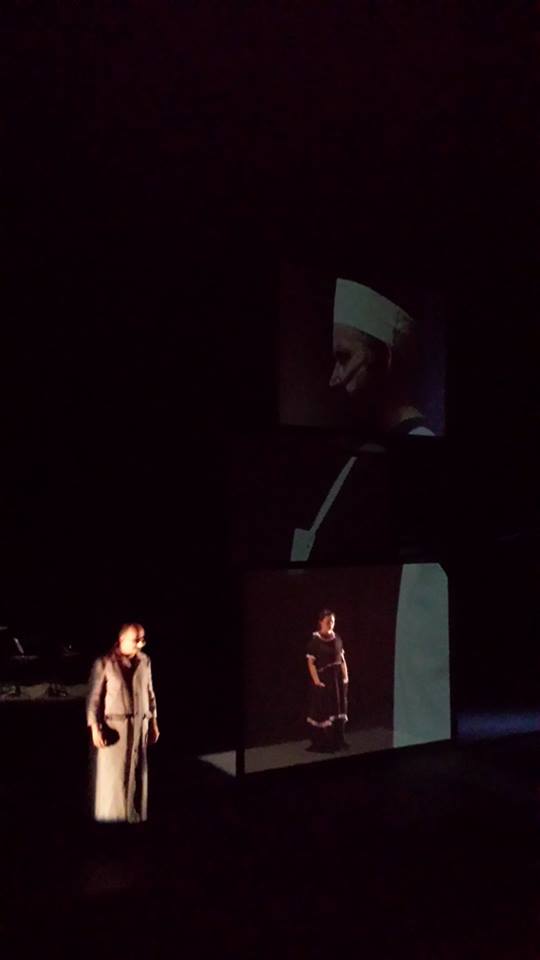 Ventrosoleil — performer between projection layers